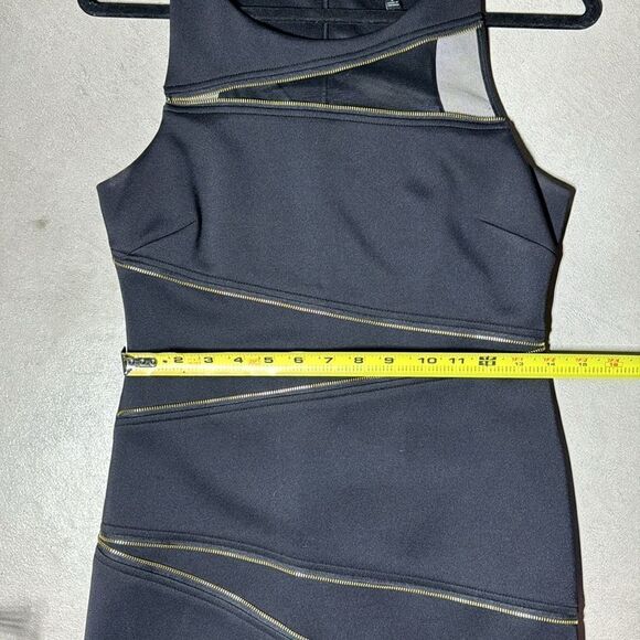 Guess Los Angeles Mini Dress Black Gold Zippers - Picture 6 of 9